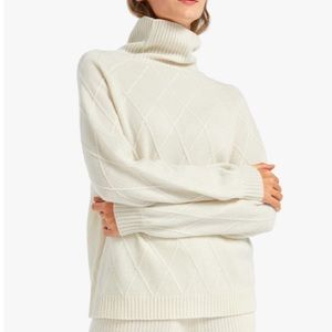 LILYSILK Cashmere Diamond Knit Cashmere Turtleneck Sweater size Small
